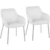Daniella Dining Chair in White Leatherette & Chrome Steel (Set of 2)